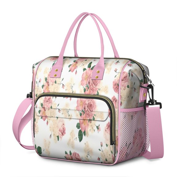 Pioneer Flower Floral Print Pattern Womens Lunch Box for Work,Insulated Large Lunch Bag for Tween and Teen,Loncheras Para Mujer,Leakproof Adult Lunch Bag for Work,Beach,Travel,Picnic,Camping