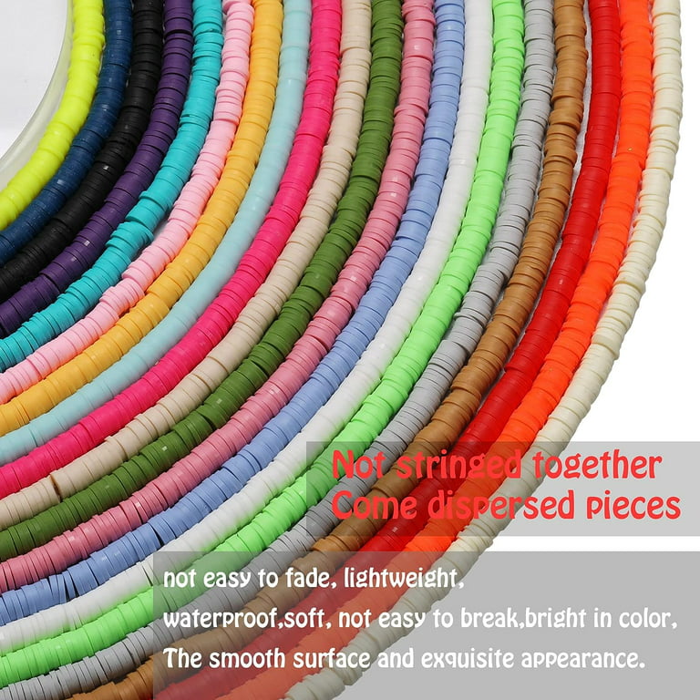 2000 Pcs Black Clay Beads for Bracelets Making, Polymer Spacer Flat Beads  DIY for Jewelry Necklace Earring Making Kit, Preppy Aesthetic Heishi Heshie  Thin Disk Beads Assortments Set 8MM 