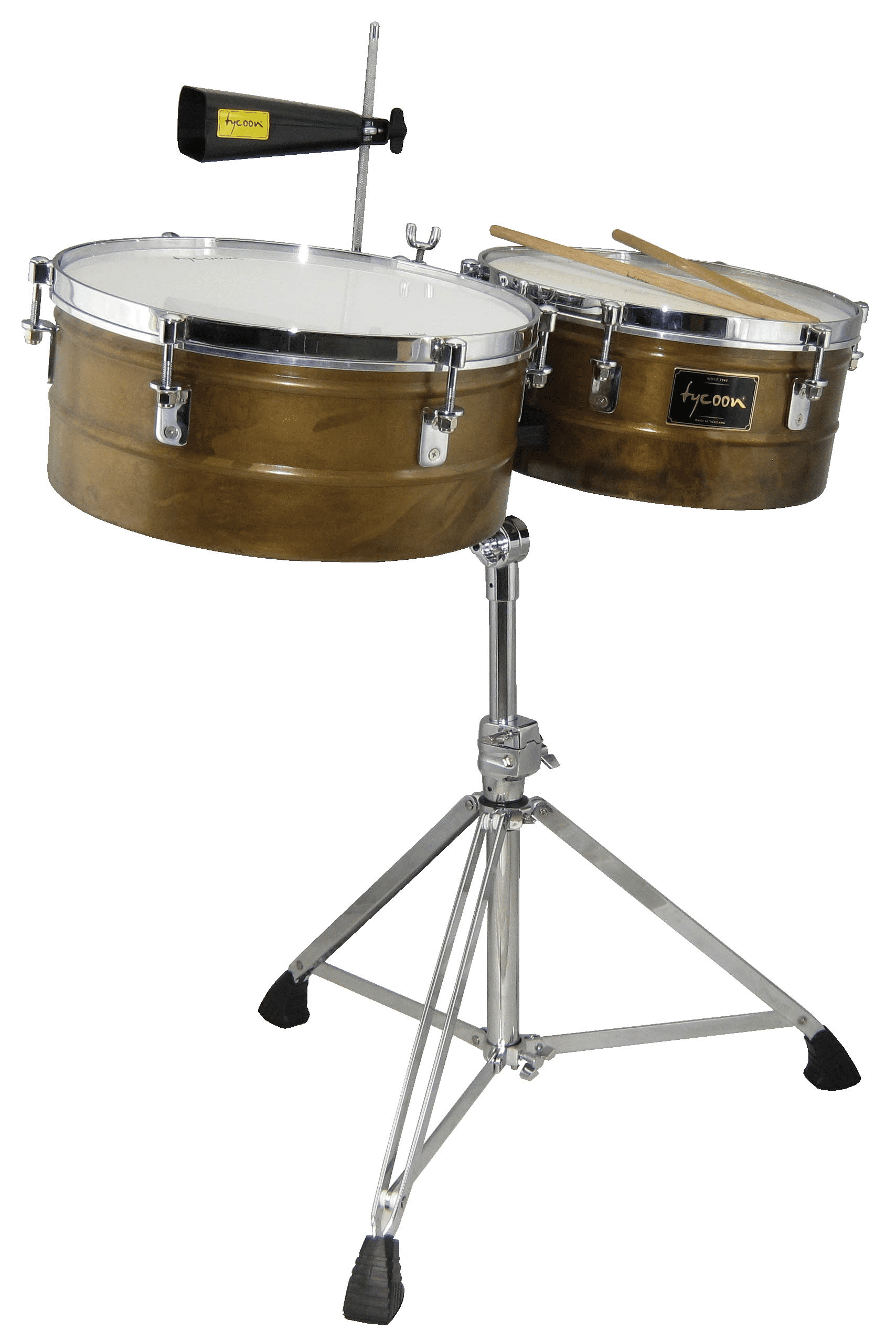 14 & 15 ANTIQUED GOLD TIMBALES SET WITH STAND