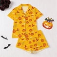 thumbnail image 4 of MVRLSH Womens Pajama Sets for Women 2 Piece Halloween Print Button Waist Short Sleeve Top And Shorts wear Sleepwear Soft Sleepwear Lounge Set Yellow - XXXL, 4 of 7