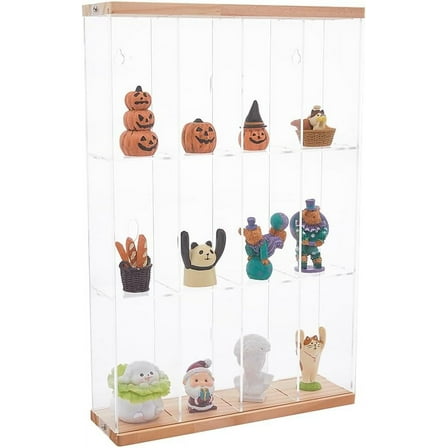 Clear Minifigures Display Case Acrylic Display Case with Black Base 3 Tier Showcase with 4 Grids Wall Mounted Storage Box for DIY