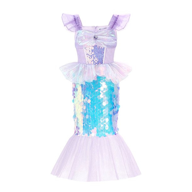 Vestido de disfraz de La Sirenita de Disney para niños, disfraz de Ariel para fiesta de carnaval, ropa para niños, vestido de cumpleaños de verano