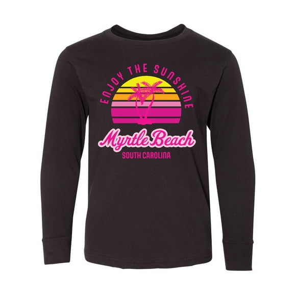 Inktastic Summer Enjoy the Sunshine Myrtle Beach South Carolina Pink Long Sleeve Youth T-Shirt