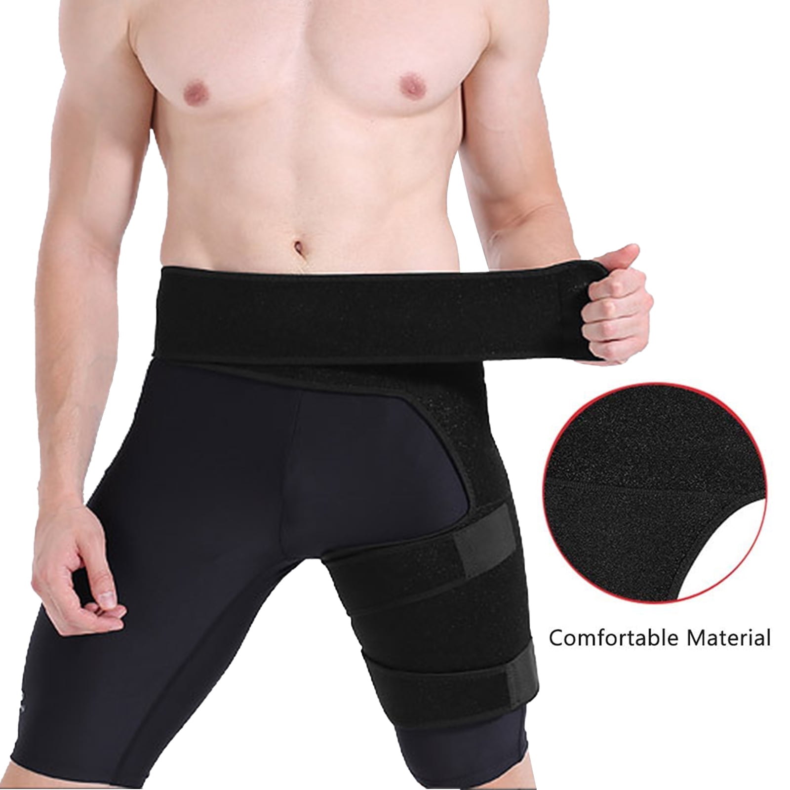 Aptoco 2 Pcs Unisex Adjustable Hip Brace Thigh Compression Sleeve Groin Wrap for Sciatica