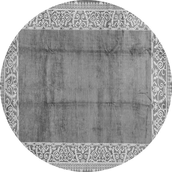 Ahgly Company Indoor Round Abstract Gray Contemporary Area Rugs, 4' Round