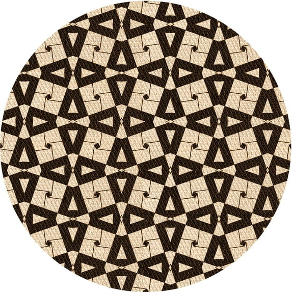 Ahgly Company Indoor Round Patterned Black Bean Brown Area Rugs, 5' Round