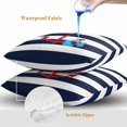 thumbnail image 4 of Throw Pillow Covers 16x16 Inch Set of 2, Navy Blue Striped Waterproof Outdoor Pillow Covers, Red Beach Nautical Anchor Ocean Coastal Decorative Cushion Pillowcases for Couch, Sofa, Bed, Garden, Patio, 4 of 9