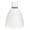 thumbnail image 2 of Ekidsbridal Girl Wedding Flower Girl Dress - Ivory Cap Sleeves V-Back Lace with Tiebow 622T-A (Size: 2-10), 2 of 3