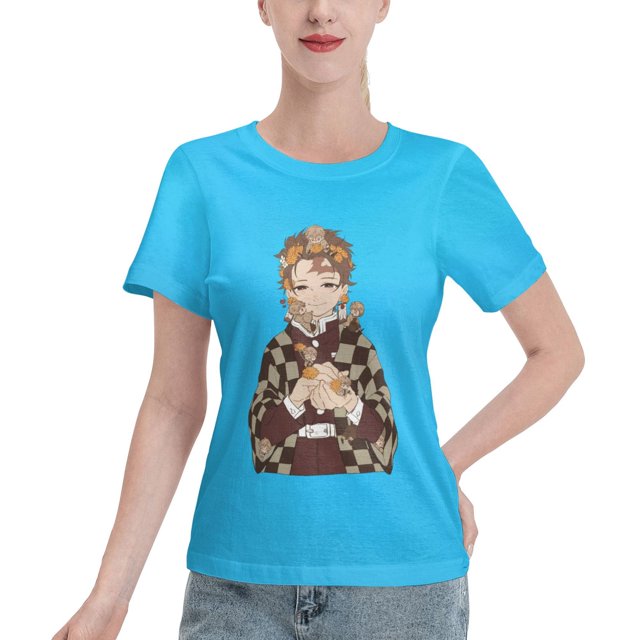 T-Shirt Basique à Manches Courtes pour Femmes Demon Slayer Blade Tanjiro
