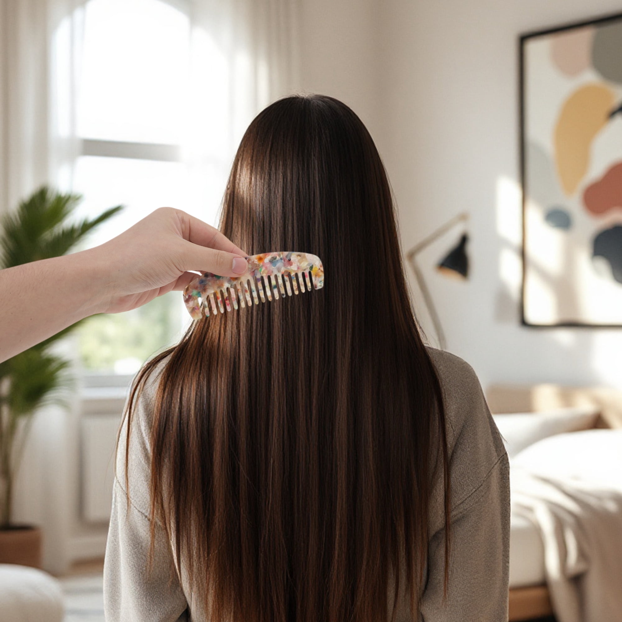 Unique Bargains 1 Pc Marble Hair Comb Designed for Making hair Smooth Multicolored