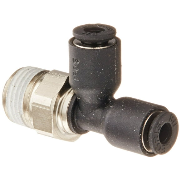 Legris 3103 53 11 Nylon & Nickel-Plated Brass Push-to-Connect Fitting, Run Tee, 1/8" Tube OD x 1/8" NPT Male