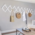 thumbnail image 3 of Dseap Accordion Wall Hanger,16" High Wooden Expandable Coat Rack,Hat Holder Hooks for Baseball Caps,Mugs,28 Pegs,White, 3 of 6