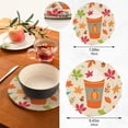 thumbnail image 3 of SKYSONIC 2 pcs Autumn Pumpkin Spice Latte Pot Holders Trivets, Heat Resistant Trivets,Coffee Cup Fall Leaves Cotton Thread Weave Mats for Hot Pads Pans Pot Bowl Teapot, 3 of 7
