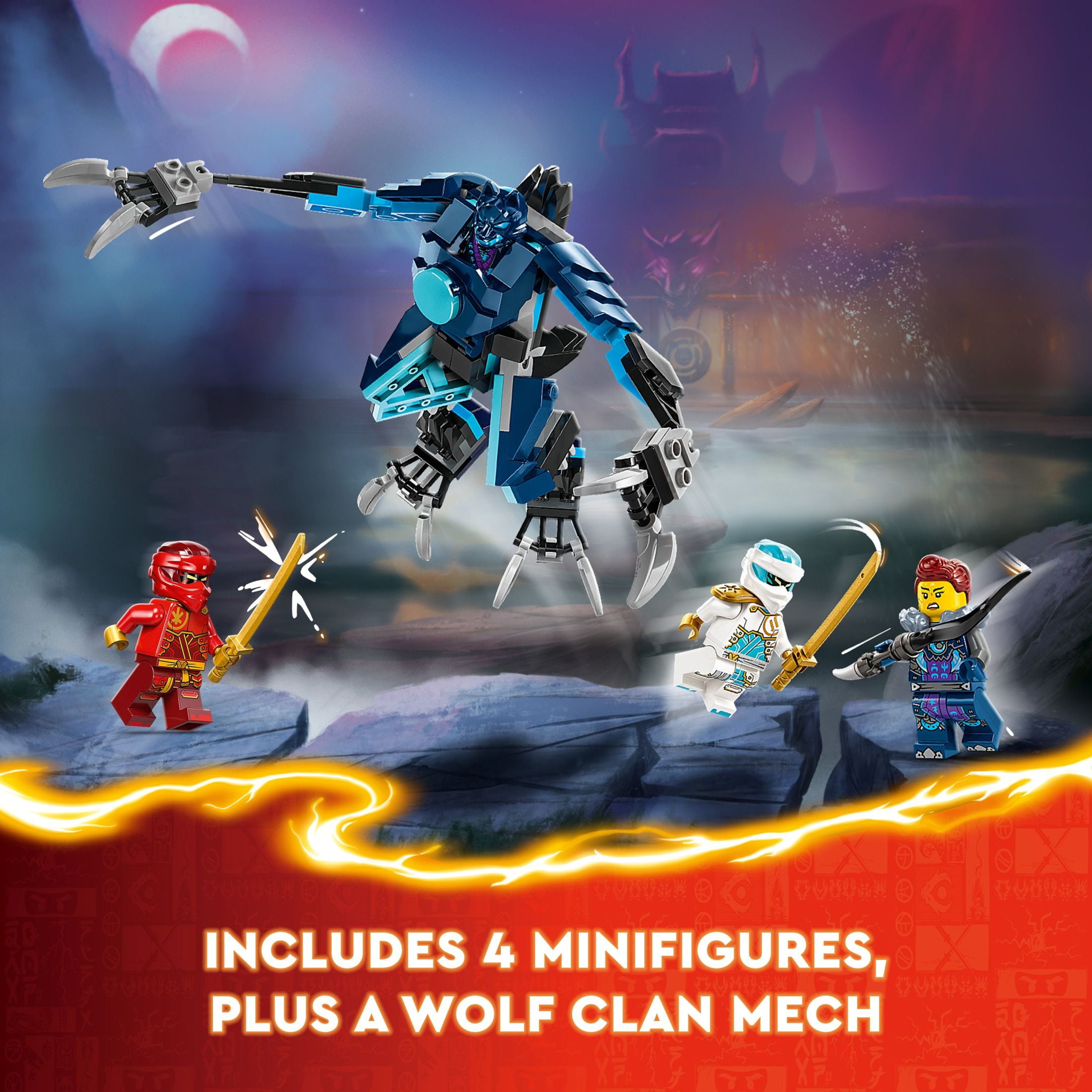 LEGO NINJAGO Kai’s Elemental Fire Mech Action Figure, Mini Ninja Toy for Kids with Customizable Red Ninja Figure plus Kai and Zane Minifigures, Adventure Set for Boys and Girls Ages 7 and Up, 71808