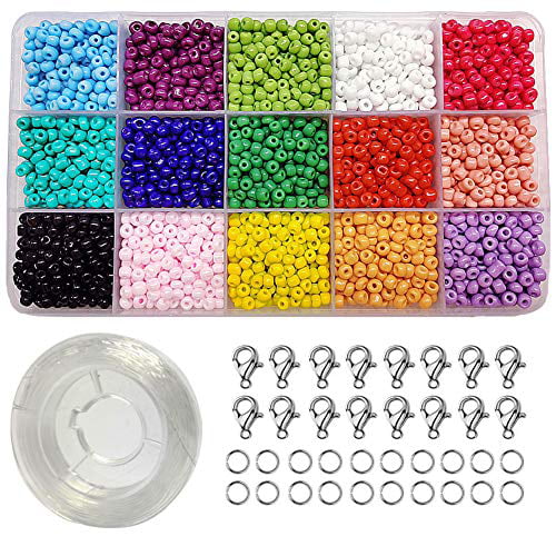 Ewparts Bracelet Beads 3mm Glass For Bracelets Making Kit 15 Colors 4500 Pieces Bead Com - Waist Beads Diy Kit