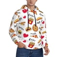 thumbnail image 2 of Uemuo Fast Food Pattern Men's Hoodie - Casual Pullover Hoodie with Kangaroo Pocket, Stylish Hooded Sweatshirt for Everyday Wear-Large, 2 of 7