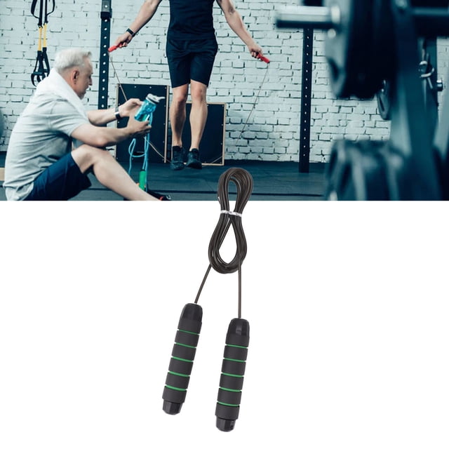 Weighted Rope, Fitness Rope Calories Burning Comfortable Grip Improve Coordination 406g Prevent Tangling for Outdoor Use Black Green