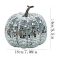 thumbnail image 4 of Halloween Sparkling Mirror Glass Pumpkin Decor High Gloss Reflective Tile Ornament Faux Stem Pumpkin Statue for Tabletop Mantel Fall Harvest Home Decoration, 4 of 7