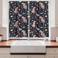 thumbnail image 2 of Ambesonne Tropical Kitchen Curtains, Leopards and Flowers Art, 55"x24", Pale Salmon and Soft Blue, 2 of 3