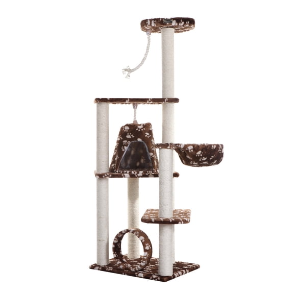 Armarkat Classic Cat Tree Model A6601, 66 inch Saddle Brwon W/White Paw Print