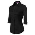 Made by Olivia Women's Office Work 3/4 Sleeve Collared Classic Fit