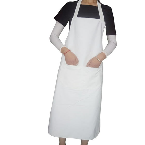 Supvox 2Pcs White Hanging Neck Cooking Apron Stain Resistant Kitchen Apron