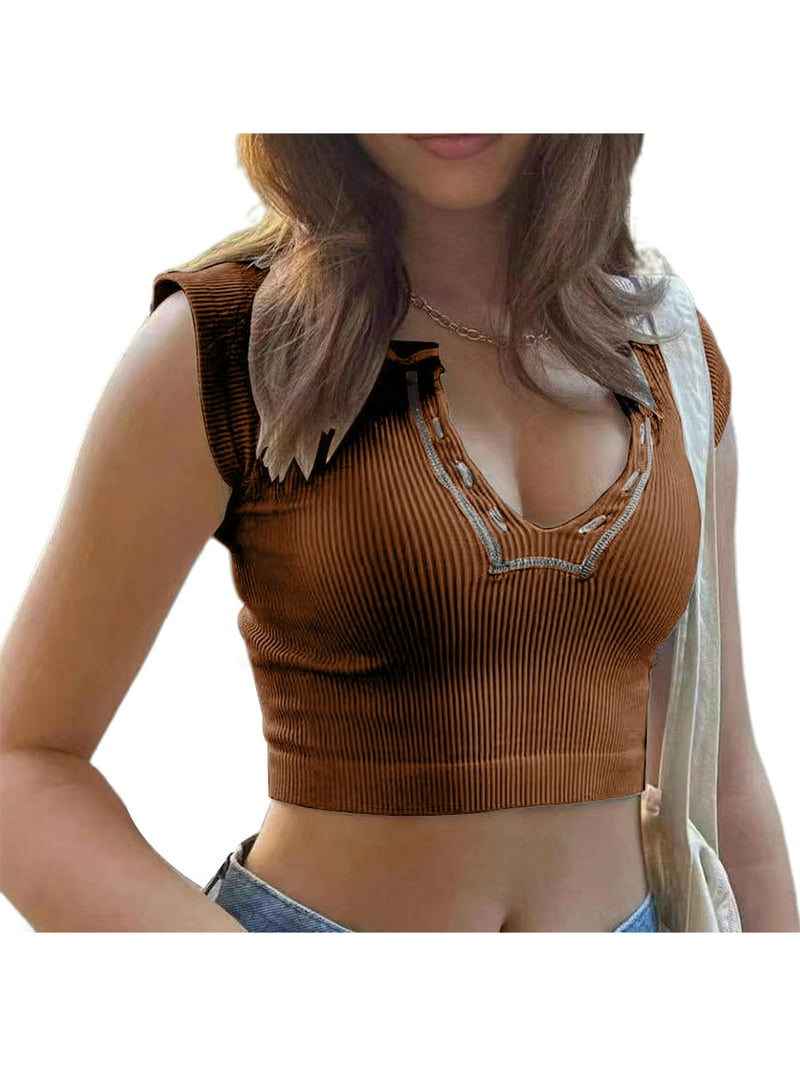 【CFCL】SHORT SLEEVE CROPPED TEE SHIRT Cute Tops Knit Fabric Solid Short Sleeve Crop Tee For School Daily