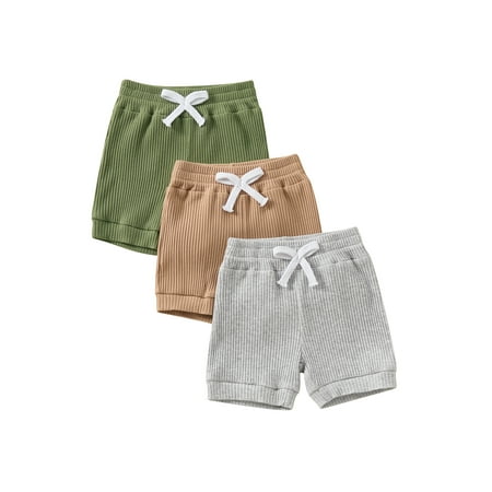Mama's sunshine Baby Girls Boys Shorts Set, Elastic Waist Solid Summer Shorts Bottoms for Casual Daily