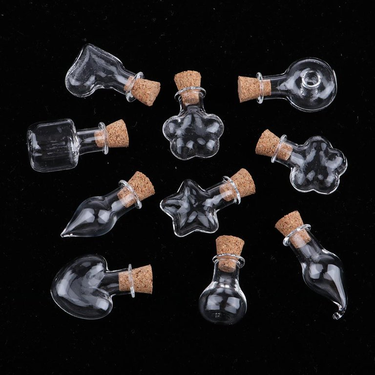 Mini Glass Bottles Charms Rectangle Cute Bottles With Cork Little Bottles  Diy Gift Tiny Jars Pendants