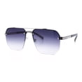 thumbnail image 3 of Mens Luxury Large Rectangle Designer Rimless Metal Rim Mogul Sunglasses Silver Slate - Smoke, 3 of 5
