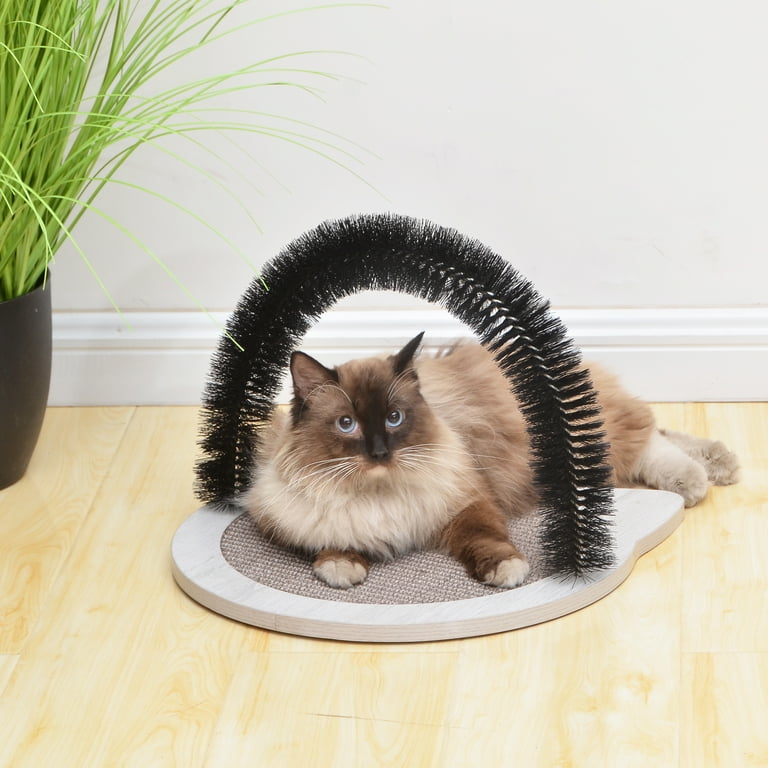 PetPals Groomer and Scratcher with Arch Claw Grey Cat Brush Massager and Scratching Pad Size 14.5 x 14.5 x 14 Walmart