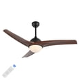 thumbnail image 2 of JONATHAN Y Sully 52" 1-Light Contemporary Industrial Iron/Plastic Mobile-App/Remote-Controlled 6-Speed Propeller Integrated LED Ceiling Fan, Neutral Brown Wood Finish/White, 2 of 8
