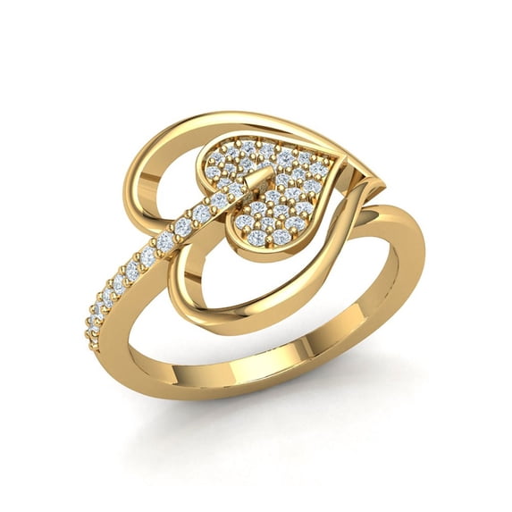 0.25ctw Round Cut Diamond Prong Women's Heart Fancy Engagement Ring Bridal Solid 10K Gold JK I1