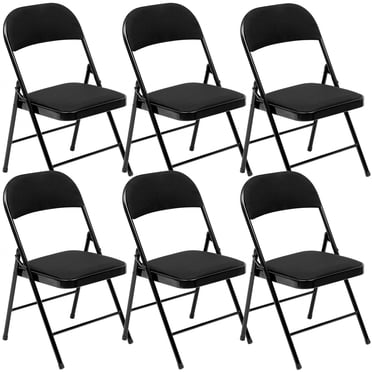 SUGIFT 6 Pack Padded Folding Chairs Set for Home and Office, Indoor and Outdoor Events (Black)