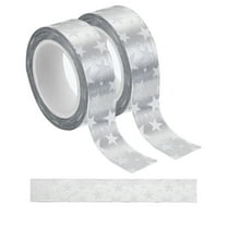 Uxcell 2 Pcs Silver Washi Tape, 0.6" x 33ft Self Adhesive Star Pattern Masking Tapes Metallic Foil