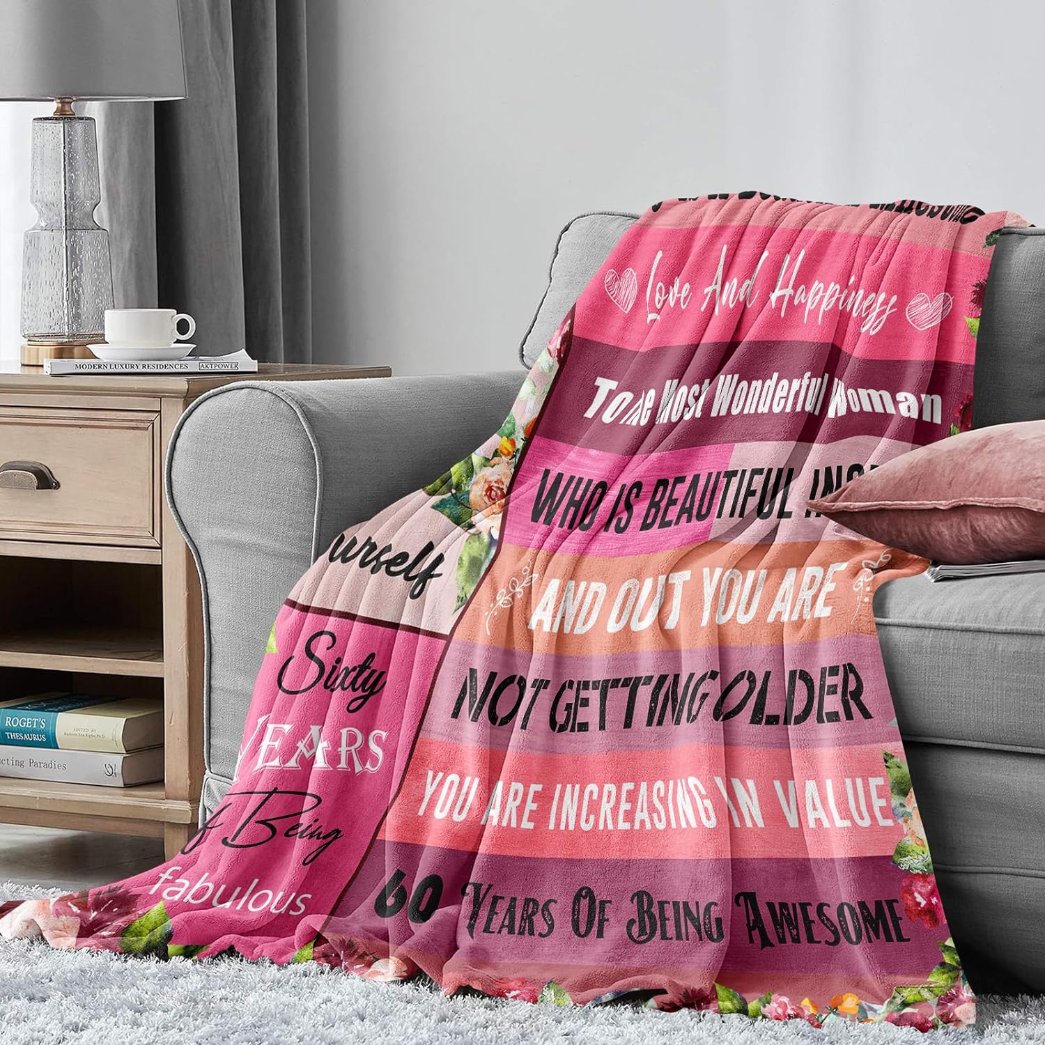 60th Birthday Gifts for Women, 60th Birthday Blanket, 60th Birthday Decorations, 60th Birthday Gifts for Her, 60 Year Old Birthday Gift Ideas, 60th Birthday Gift for Mom -