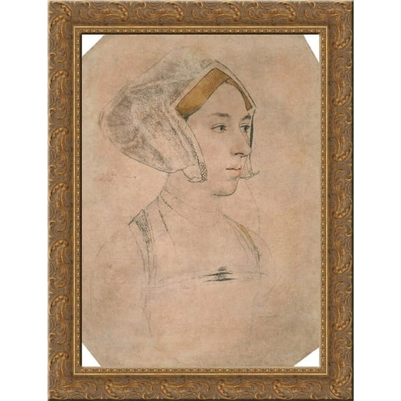 Portrait of a Lady, thought to be Anne Boleyn 24x18 Gold Ornate Wood Framed Canvas Art by Hans Holbein the Younger