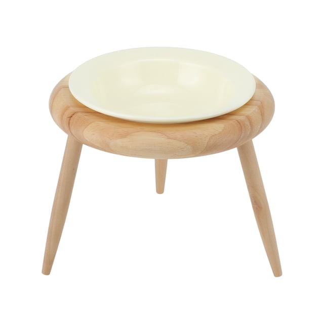 Tazones Elevados para Gatos de Cerámica Unique Bargains con Soporte Antideslizante para Comida y Agua para Gatos Mejora de Postura Beige 1 Tazón y 1 Conjunto de Soporte