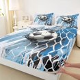 thumbnail image 3 of Homewish Soccer Sport Twin Sheet Sets,Football Game Twin Fitted Sheet,Blue Black Honeycomb Flat Sheet For Boys Kids,Ultra Soft Home Decor,3pcs, 3 of 7