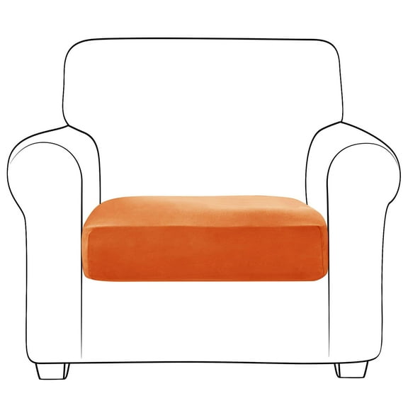 Velvet Sofa Cushion Covers, Large Stretch Couch Cushion Cover Soft Sofa Seat Cushion Covers Furniture Protector Sofa Seat Cushion Covers Machine Washable for Living Room-Orange-1 Piece