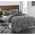 thumbnail image 1 of Evolive 4pc Set Pinch Pleat/Kiss Pleat, Pintuck Comforter Set with Pompom, 1 of 7