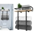 thumbnail image 2 of AOOOWER Decorative Wood Towel Rack Wall Mounted Organizers With Metal Basket Sturdy Frame for Portable Bathrooms Storage, 2 of 8