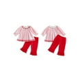 thumbnail image 3 of Loicainy Toddler Baby Girl Valentine's Day 2 Piece Outfits 6 12 18 24 Months 2T 3T Heart Bow Embroidery Long Sleeve Crew Neck Tops and Elastic Waist Pants Set, 3 of 9