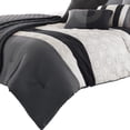 thumbnail image 2 of 7 Piece Queen Cotton Comforter Set with Geometric Print, Gray and Black- Saltoro Sherpi, 2 of 3