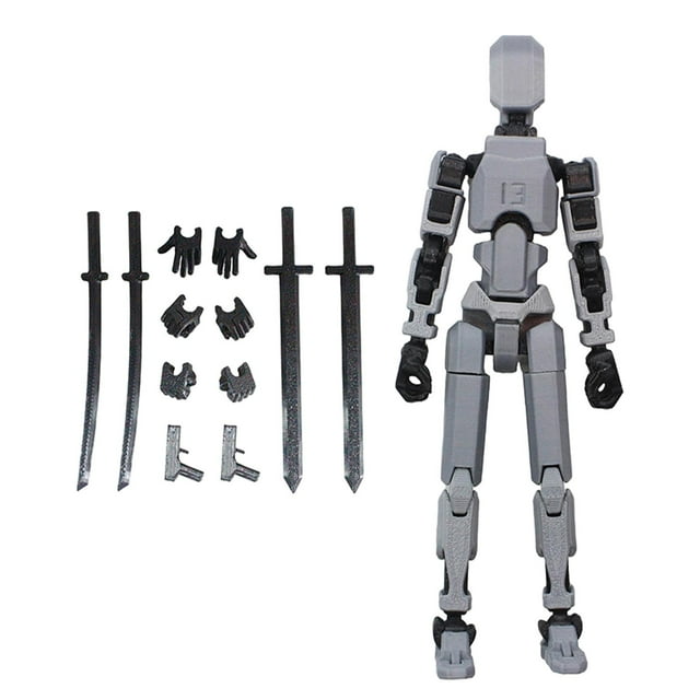 Figura de Acción de Cuerpo Móvil con Articulaciones, 30cm, 13 Figuras de Acción de Hombre para Dibujar Ilustraciones, Exhibición Coleccionable de Cosp gris