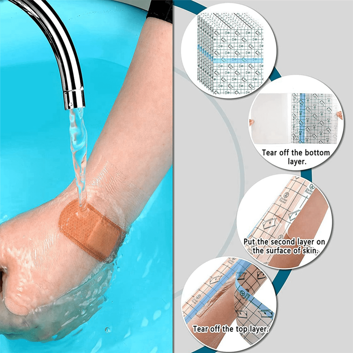 150 Pieces Shower Waterproof Patch Disposable Transparent Stretch Bandage Shield Cover for Tattoos Swimming Showering