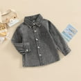 thumbnail image 3 of Boys Denim Jacket Long Sleeve Lapel Button Closure Pocket Denim Shirts, 3 of 6
