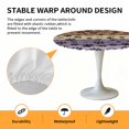 thumbnail image 2 of Elastic Fitted Round Tablecloth, Purple Brown Waterproof Stretch Table Cover for 36"-44" Tables, Rustic Farmhouse Dog Paw Vintage Washable Outdoor Tablecloths for Patio, Picnic, Camping, 2 of 9