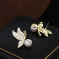 thumbnail image 5 of DQRPSEETB Drop Earrings Silver Needle French Retro Simple Pearl Earrings Summer High End Elegant Temperament Literary Oil Dropping Butterfly Earrings, 5 of 7