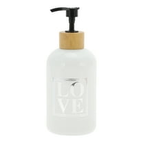 Unique Bargains 1 Pc Cylinder Letter Soap Dispenser 13.53oz Silver Tone Black